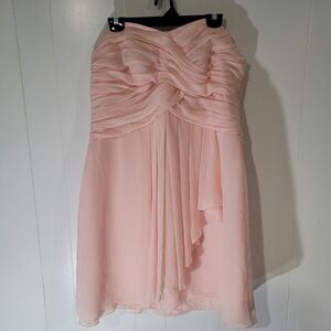 David's Bridal Crinkle Chiffon Strapless Dress With Assymetrical Front Wrap